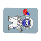 Parasaurolophus Astronaut met Amerikaanse vlag. Magneet (Horizontaal)