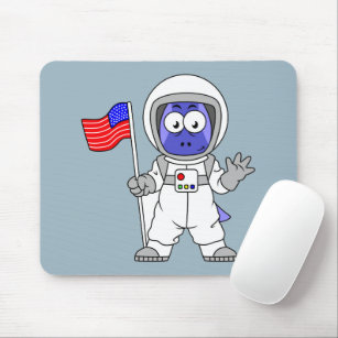 Parasaurolophus Astronaut met Amerikaanse vlag. Muismat