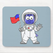 Parasaurolophus Astronaut met Amerikaanse vlag. Muismat (Voorkant)
