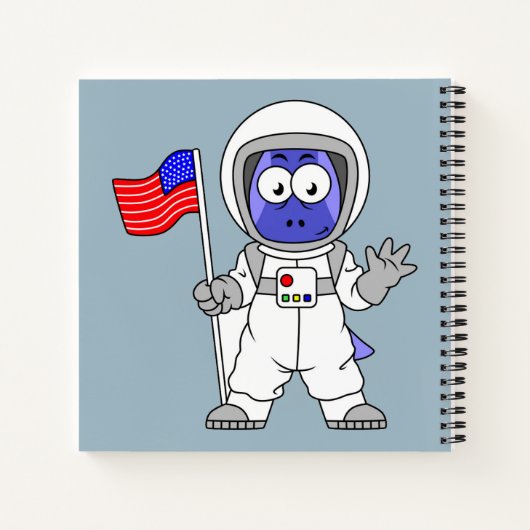Parasaurolophus Astronaut met Amerikaanse vlag. Notitieboek (Achterkant)