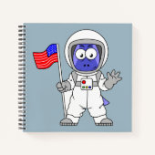 Parasaurolophus Astronaut met Amerikaanse vlag. Notitieboek (Voorkant)
