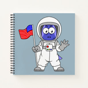 Parasaurolophus Astronaut met Amerikaanse vlag. Notitieboek
