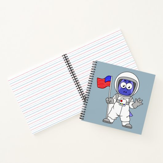 Parasaurolophus Astronaut met Amerikaanse vlag. Notitieboek (Binnen)