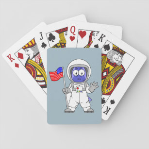 Parasaurolophus Astronaut met Amerikaanse vlag. Pokerkaarten
