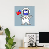 Parasaurolophus Astronaut met Amerikaanse vlag. Poster (Thuiskantoor)