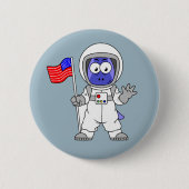 Parasaurolophus Astronaut met Amerikaanse vlag. Ronde Button 5,7 Cm (Voorkant)