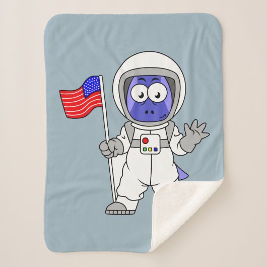 Parasaurolophus Astronaut met Amerikaanse vlag. Sherpa Deken (Voorkant)