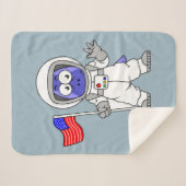 Parasaurolophus Astronaut met Amerikaanse vlag. Sherpa Deken (Voorkant (horizontaal))