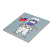 Parasaurolophus Astronaut met Amerikaanse vlag. Tegeltje (Zijkant)