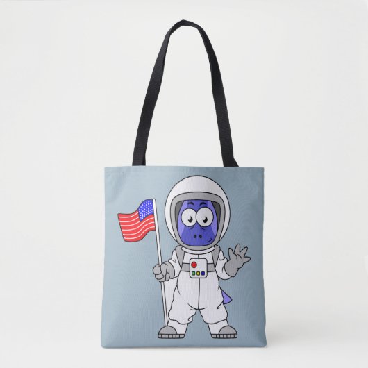 Parasaurolophus Astronaut met Amerikaanse vlag. Tote Bag (Voorkant)
