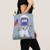 Parasaurolophus Astronaut met Amerikaanse vlag. Tote Bag (Dichtbij)