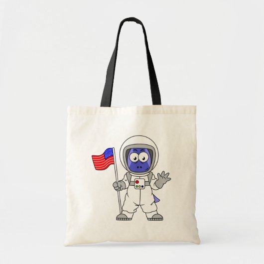 Parasaurolophus Astronaut met Amerikaanse vlag. Tote Bag (Voorkant)
