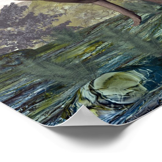 Parasaurolophus dinosaur onder de gingko-bomen poster (Hoek)