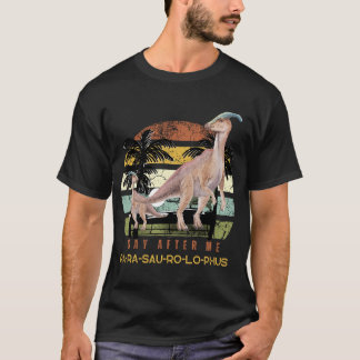 Parasaurolophus Dinosaur Retro  Sunset T-shirt