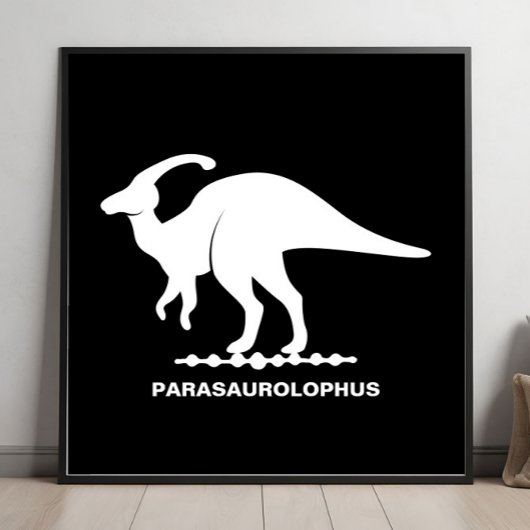 Parasaurolophus-dinosaurussilhouet Poster
