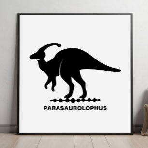 Parasaurolophus-dinosaurussilhouet Poster