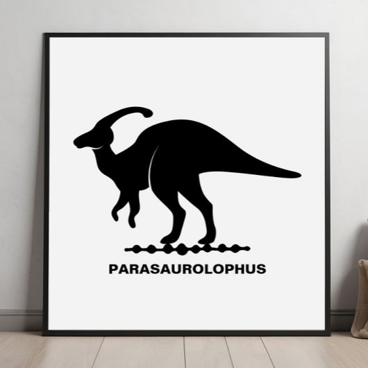 Parasaurolophus-dinosaurussilhouet Poster