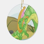 Parasaurolophus Mam en Baby Keramisch Ornament (Links)