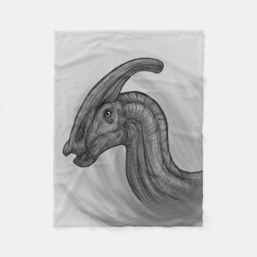 Parasaurolophus Sketch Fleece Deken (Voorkant)