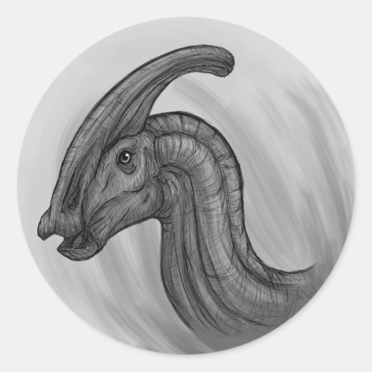 Parasaurolophus Sketch Ronde Sticker (Voorkant)