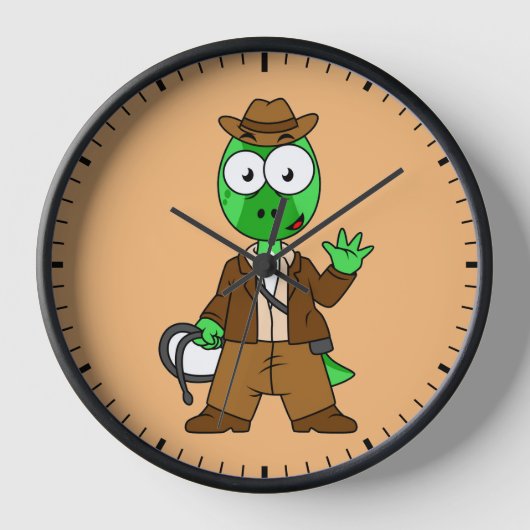 Parasaurolophus verkleed als Indiana Jones. (Voorkant)