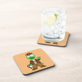 Parasaurolophus verkleed als Indiana Jones. Bier Onderzetter (Rechterzijde)