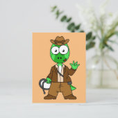 Parasaurolophus verkleed als Indiana Jones. Briefkaart (Staand voorkant)