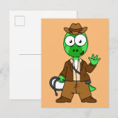 Parasaurolophus verkleed als Indiana Jones. Briefkaart (Voorkant / Achterkant)