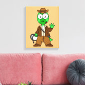 Parasaurolophus verkleed als Indiana Jones. Canvas Afdruk (Insitu (Woonkamer))