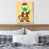 Parasaurolophus verkleed als Indiana Jones. Canvas Afdruk (Insitu (Slaapkamer))