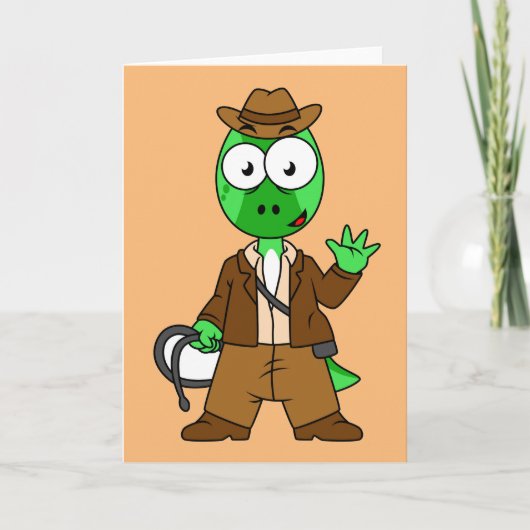 Parasaurolophus verkleed als Indiana Jones. Kaart (Voorkant)