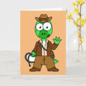 Parasaurolophus verkleed als Indiana Jones. Kaart (Gele Bloem)