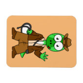 Parasaurolophus verkleed als Indiana Jones. Magneet (Horizontaal)