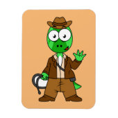 Parasaurolophus verkleed als Indiana Jones. Magneet (Verticaal)