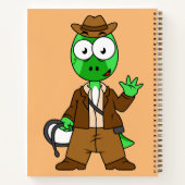 Parasaurolophus verkleed als Indiana Jones. Notitieboek (Achterkant)