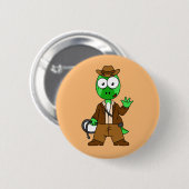 Parasaurolophus verkleed als Indiana Jones. Ronde Button 5,7 Cm (Voorkant /achterkant)