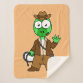 Parasaurolophus verkleed als Indiana Jones. Sherpa Deken (Voorkant)
