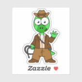 Parasaurolophus verkleed als Indiana Jones. Sticker (Vel)