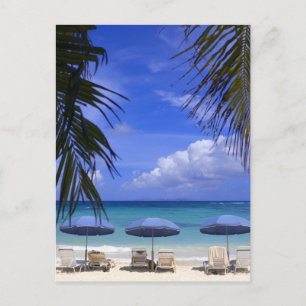 parasols op het strand, St. Maarten, Cariben Briefkaart