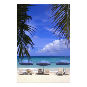 parasols op het strand, St. Maarten, Cariben Foto Afdruk