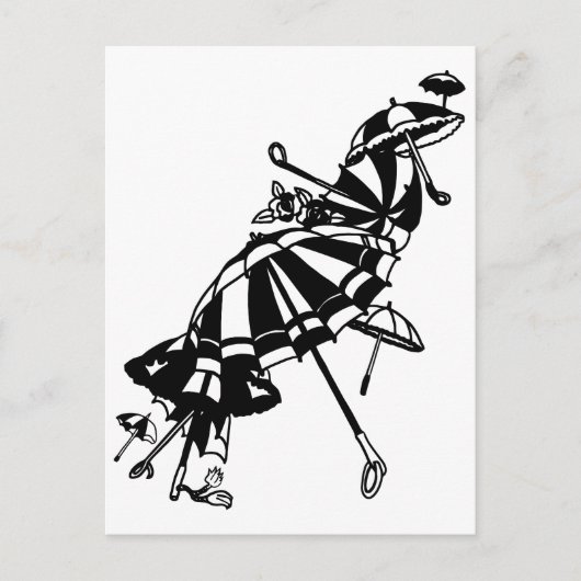 Parasols Parasols Parasols Illustratie inkt kunst Briefkaart (Voorkant)