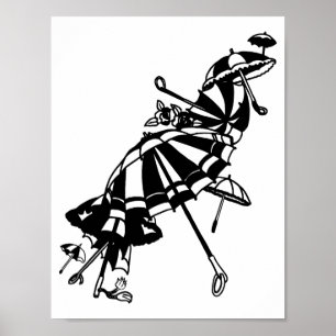 Parasols Parasols Parasols Illustratie inkt kunst Poster