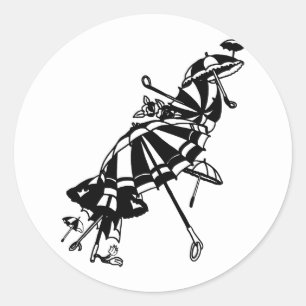 Parasols Parasols Parasols Illustratie inkt kunst Ronde Sticker