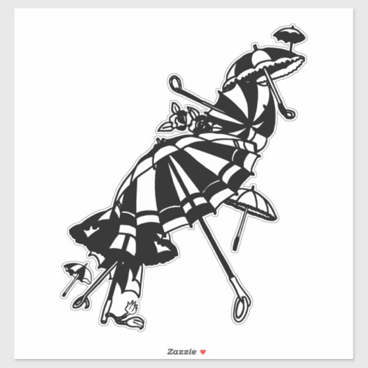 Parasols Parasols Parasols Illustratie inkt kunst Sticker (Vel)