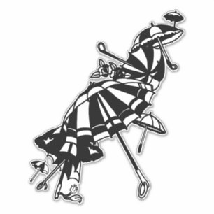 Parasols Parasols Parasols Illustratie inkt kunst Sticker