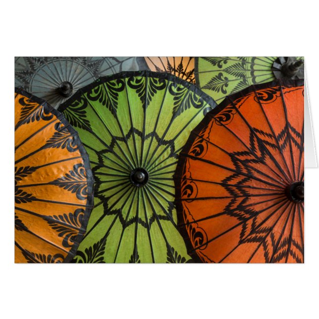 parasols te koop, Bagan, Myanmar (Voorkant Horizontaal)