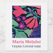 Părăstas Bloemendecoratie Wijn Etiket (Enkel label)