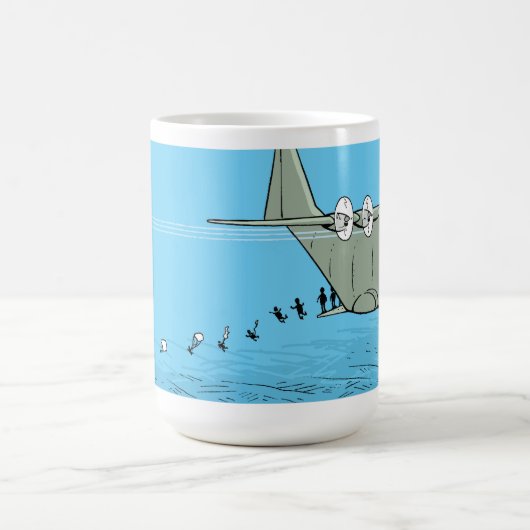 Paratrooper Hercules Plane Cartoon Coffee Mok (Center)