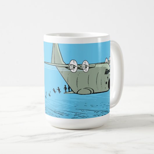 Paratrooper Hercules Plane Cartoon Coffee Mok (Voorkant rechts)