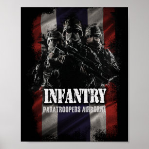 Paratroopers door vliegtuigen met Thaise vlag. Poster